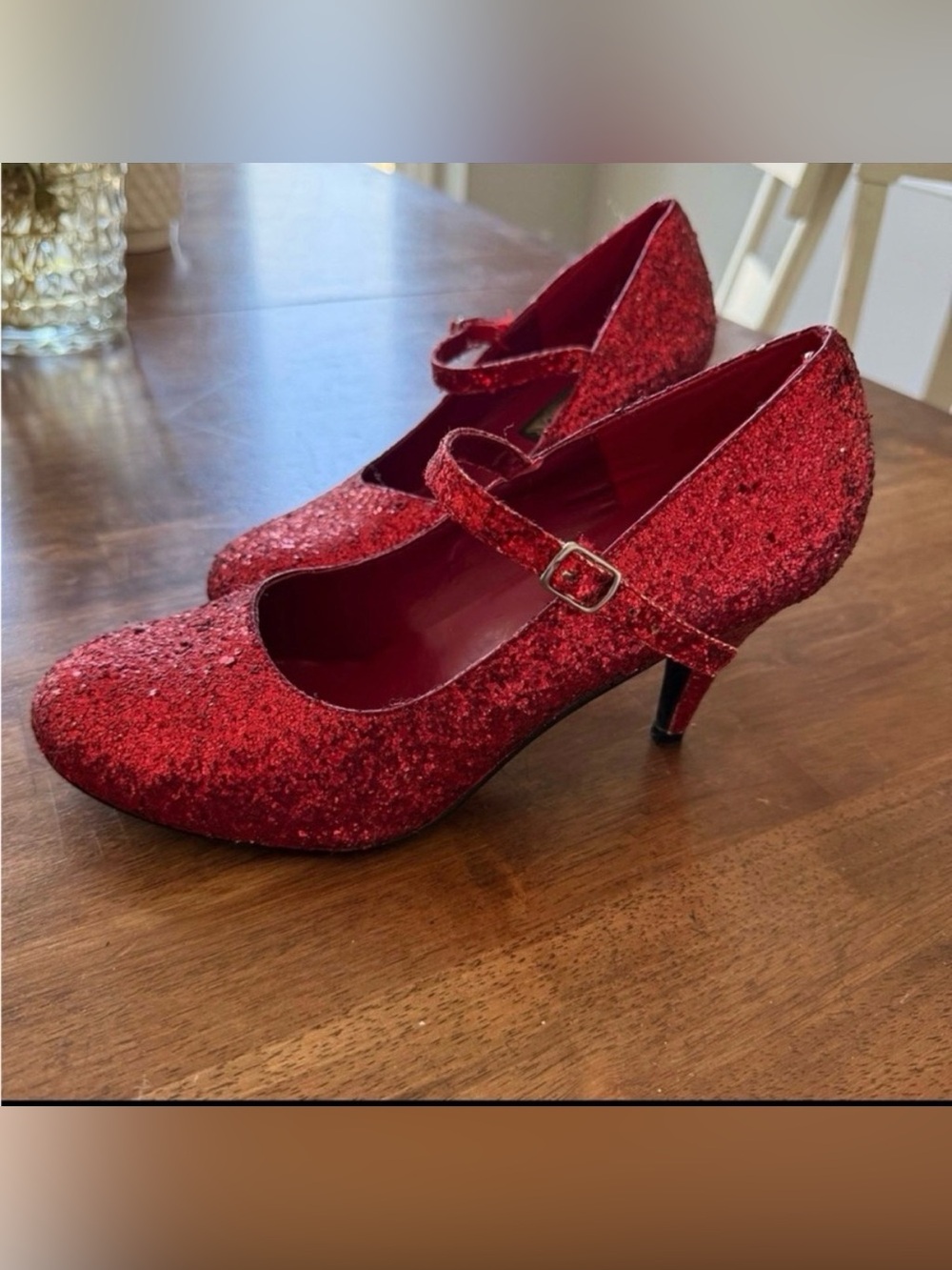 Ruby Red Heels Mary Jane Size 10 Glitter Dorothy Costume Shoes